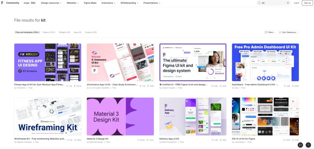 Contoh UI kit gratis di Figma Community