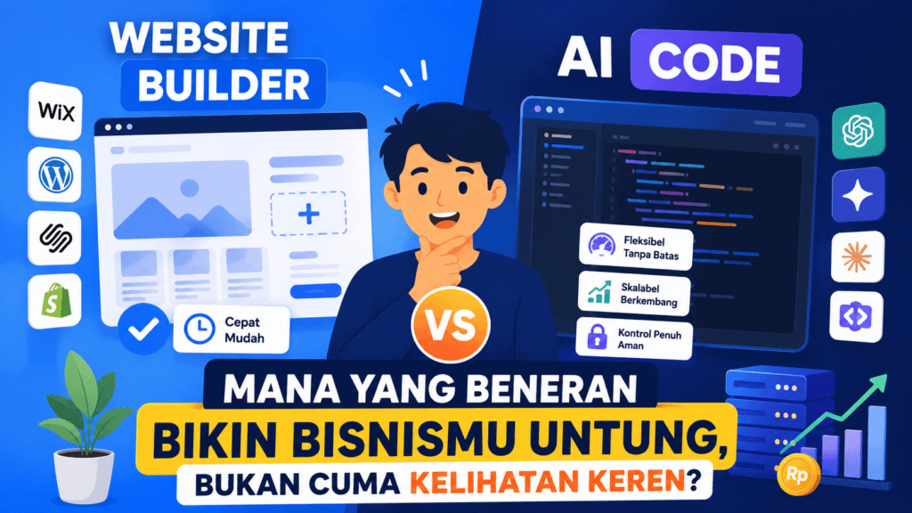 Website Builder vs AI Code Mana yang Beneran Bikin Bisnismu Untung, Bukan Cuma Kelihatan Keren
