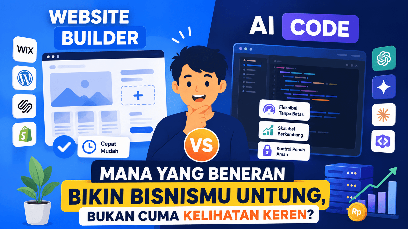 Website Builder vs AI Code Mana yang Beneran Bikin Bisnismu Untung, Bukan Cuma Kelihatan Keren