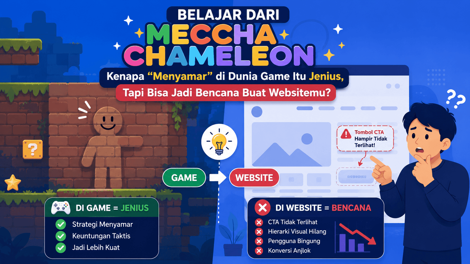 ilustrasi kamuflase Meccha Chameleon dianalogikan dengan strategi branding website bisnis